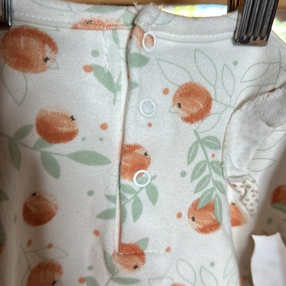 Rabbit + Bear Oranges One Piece Outfit 0-3 Mths Organic Cotton - Picture 8 of 8